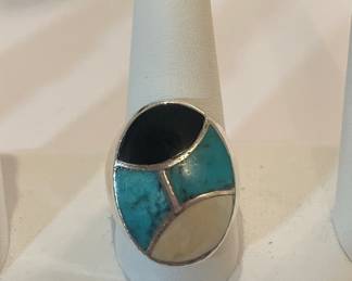Native American Inlaid Sterling Silver Ring