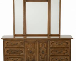 Vintage 70’s Dresser with Tri-Fold Mirror