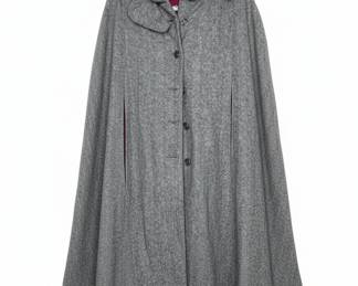 Vintage Grey Herringbone Wool Blend Cape