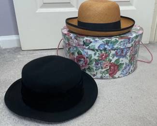 Bollman Hat Co. Wool Felt Derby Hat and J. Crew Straw Hat