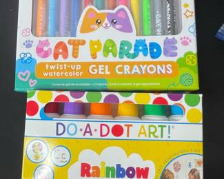 Do A Dot Art! Rainbow Dot Markers and Ooly Cat Parade Twist-Up Watercolor Gel Crayons