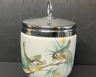 Royal Worcester Porcelain Egg Coddler with Goldcrest Decoration