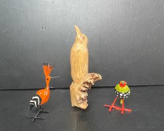 Carved Wood Bird Sculptures
