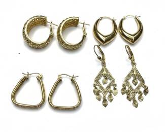 14k Gold Hoop and Dangle Earrings