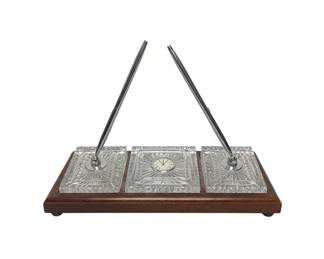 Waterford Crystal Desk Set with Clock and Pen Holders