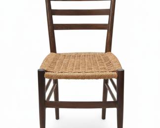 Mid-Century Modern Ladder Back Chair with Woven Seat