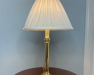 Vtg Brass Table Lamp with Pleated Shade