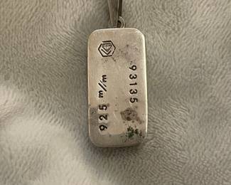 Sterling Silver Rectangular Pendant with Diamond Symbol