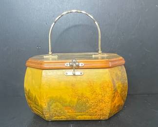 Vintage Anton Pieck Decoupage Wooden Box Purse