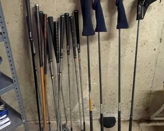 Assorted Golf Clubs and Headcovers (Titleist, Mizuno, Cleveland, Rife, Cobra)