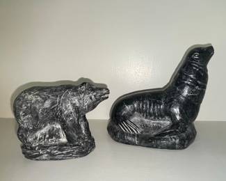 The Wolf Sculptures - Carved Stone Bear and Seal Figurines