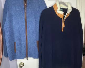 Orvis Men's Sherpa Lined Quarter-Zip Pullover and Richard Allen Clothing 100% Merino Wool Cardigan