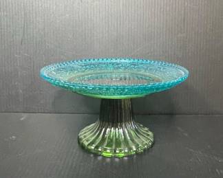 Small Cake Stand  Blue Opalescent