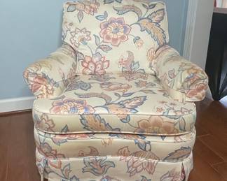 Floral Upholstered Armchair with Skirt