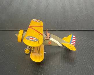 Vintage Boeing P-12E Biplane Toy with Pilot