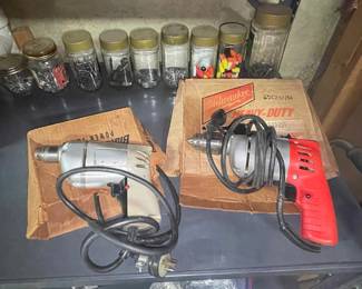 Black & Decker Power Drill and Milwaukee Heavy-Duty Drill