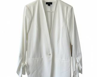 Halogen Women's White Blazer with Tie Cuffs
