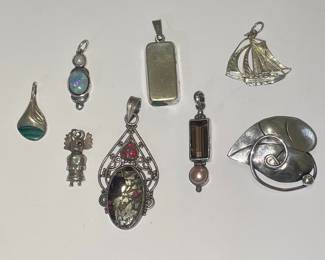 Sterling Silver Pendants with Semi-Precious Stones