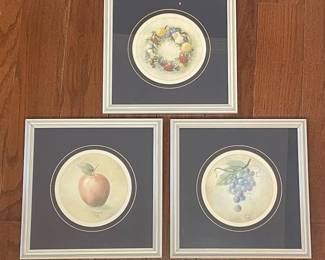 Framed Fruit & Grapes Lithographs by R. Bennett