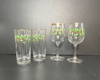 Holiday Holly Glasses and Goblets