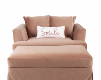 Rose Velvet Chaise Lounge with Ottoman