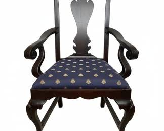 Mahogany Chippendale Style Armchair with Bee Upholstery