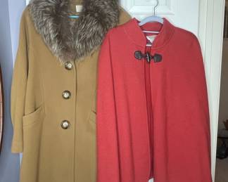 Michael Kors Women's Wool Blend Coat with Fur Collar and Wool Cape