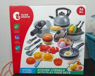 Cute Stone Kitchen Playset with Play Food