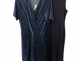 Banana Republic Blue Leopard Print Wrap Dress and Ann Taylor Navy Sleeveless Dress