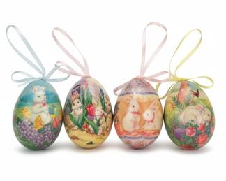 Vintage Paper Mache Easter Eggs with Bunny Motifs