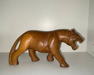 Carved Wooden Leopard Figurine
