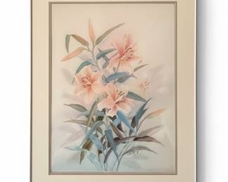 Floral Watercolor Painting Signed L. Chang