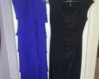 Lauren Ralph Lauren Black Sleeveless Cowl Neck Ruched Dress