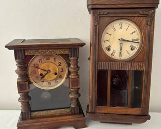 Wood Mantle Wm L. Gilbert Clock Co. Hanging Clock