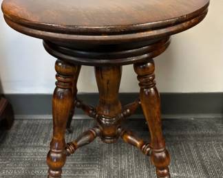 Antique Wooden Adjustable Height Piano Stool with Glass Ball And Metal Claw Foot Casters