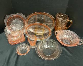 Adam Cherry Blossom Pink Depression Glass Serving Ware