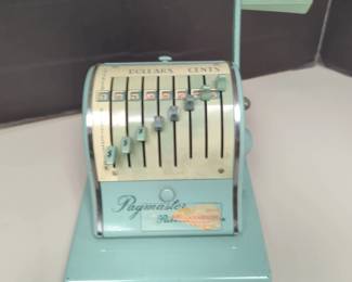 Vintage Teal Check Adding Machine