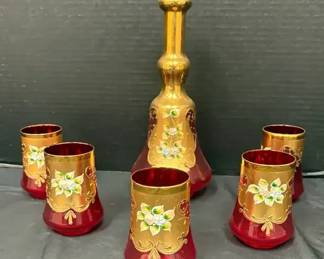 Venetian Decanter And Glasses