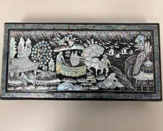 Korean Mother of Pearl Inlay Box, Desk Smoking Gift Set