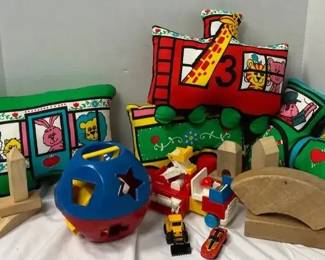 Vintage Toys, Building Blocks, Pillow Train