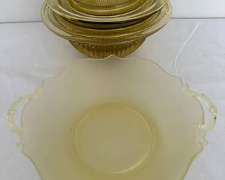 Federal Glass Mixing Bowls, Frosted Depression Glass Bowl