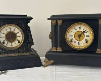 Vintage Mantle Clocks Metal, Sessions Clock Co. WoodPlastic Footed