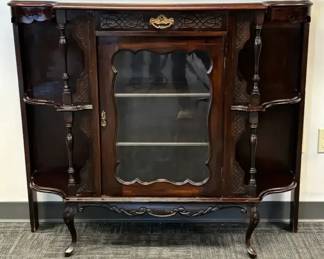 03 Antique Mahogany Wood Display Cabinet