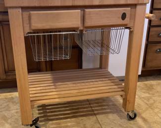 Butcher block island cart-