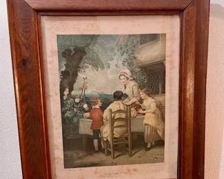 Framed 1798 Print "The Cottage Door" by George Keating