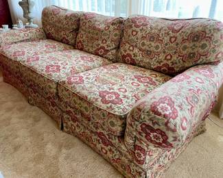 Country Cottage Style Floral Brocade Upholstered Sofa