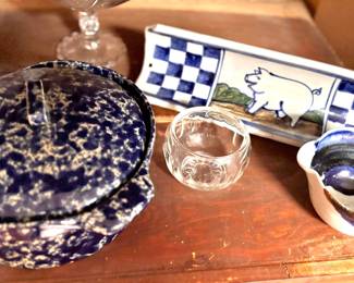 Bennington Potters "Blue Agate" Casserole Dish