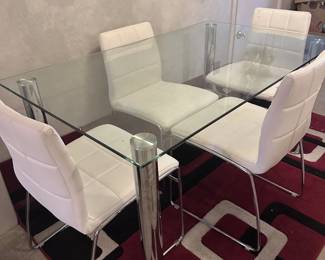 FURNITURE  GLASS TOP TABLE 4 CHAIRS II