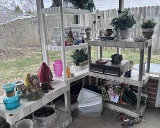 FAUX PLANTS AND SHELVES