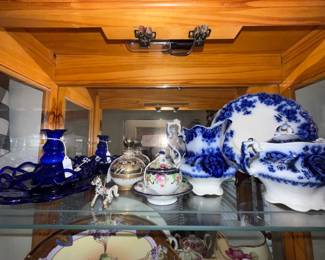 English Blue Flow Pottery